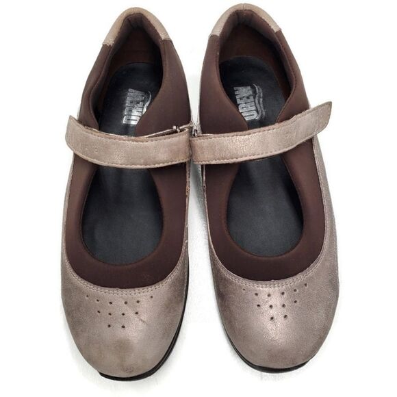 Drew Rose Dusty Pewter Silver Leather Slip-On Comfort Mary-Janes - Picture 6 of 12